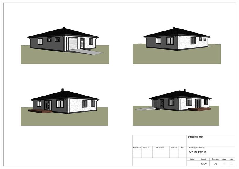 Projektų bendras plotas nuo 150 m²