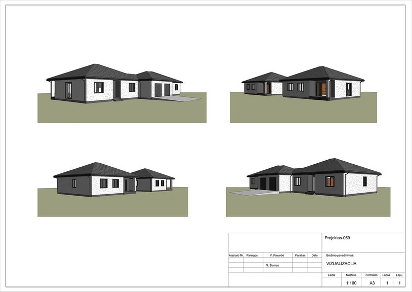 Projektų bendras plotas nuo 150 m²