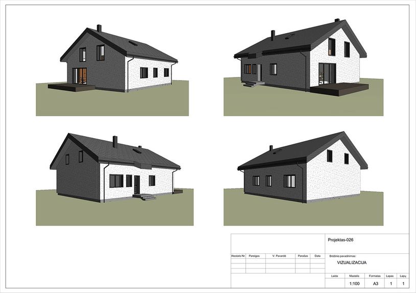 Projektų bendras plotas nuo 150 m²