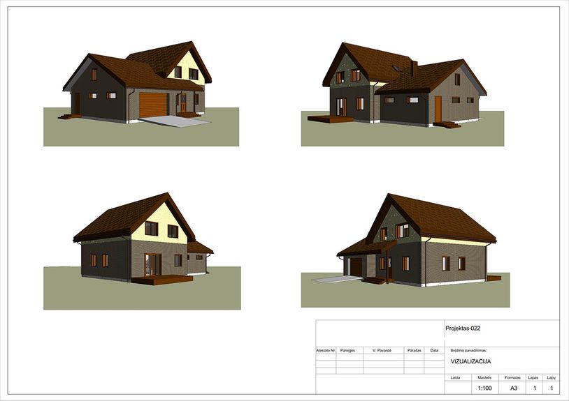 Projektų bendras plotas nuo 150 m²