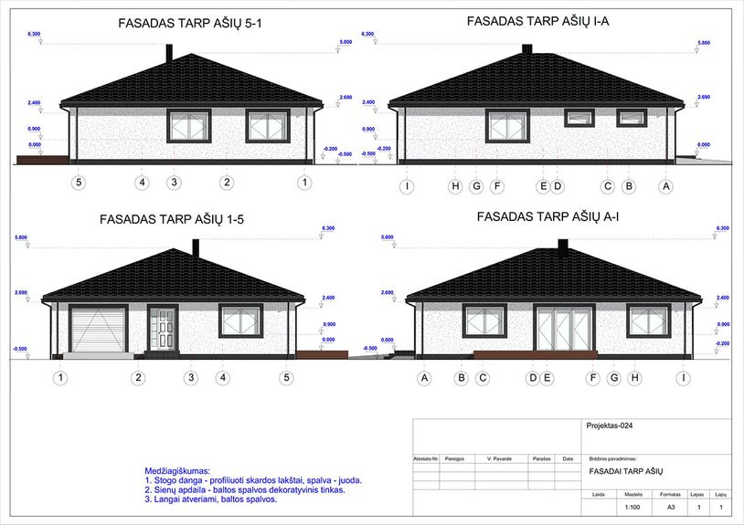 Projektų bendras plotas nuo 150 m²