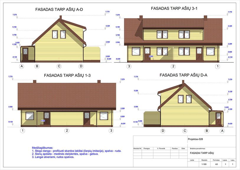 Projektų bendras plotas nuo 150 m²