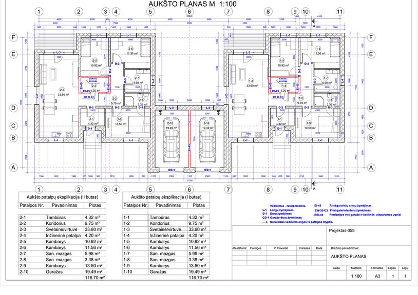 Projektų bendras plotas nuo 150 m²