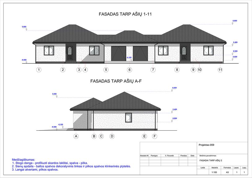 Projektų bendras plotas nuo 150 m²