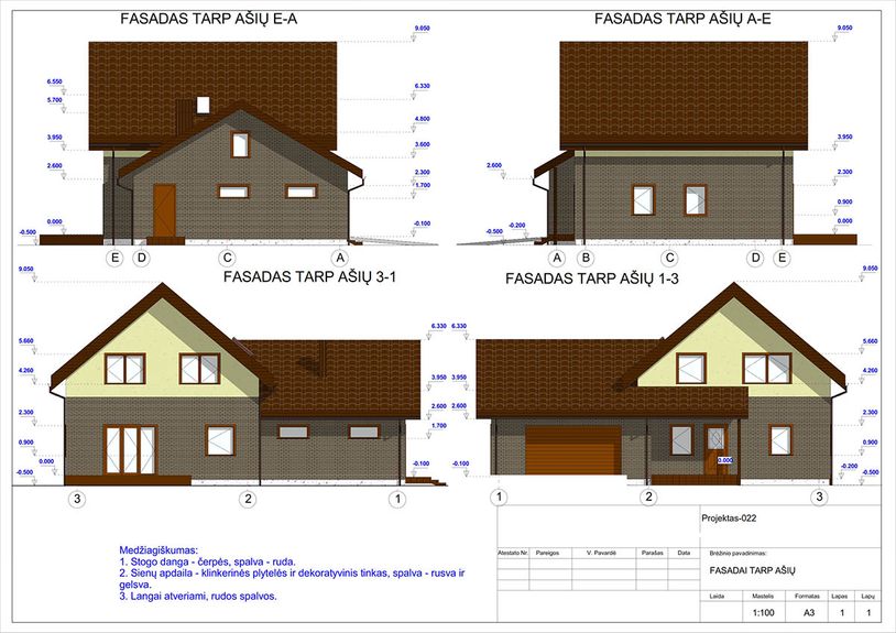 Projektų bendras plotas nuo 150 m²