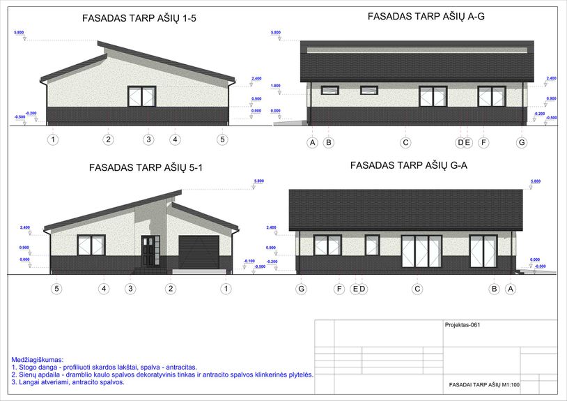 Projektų bendras plotas nuo 150 m²