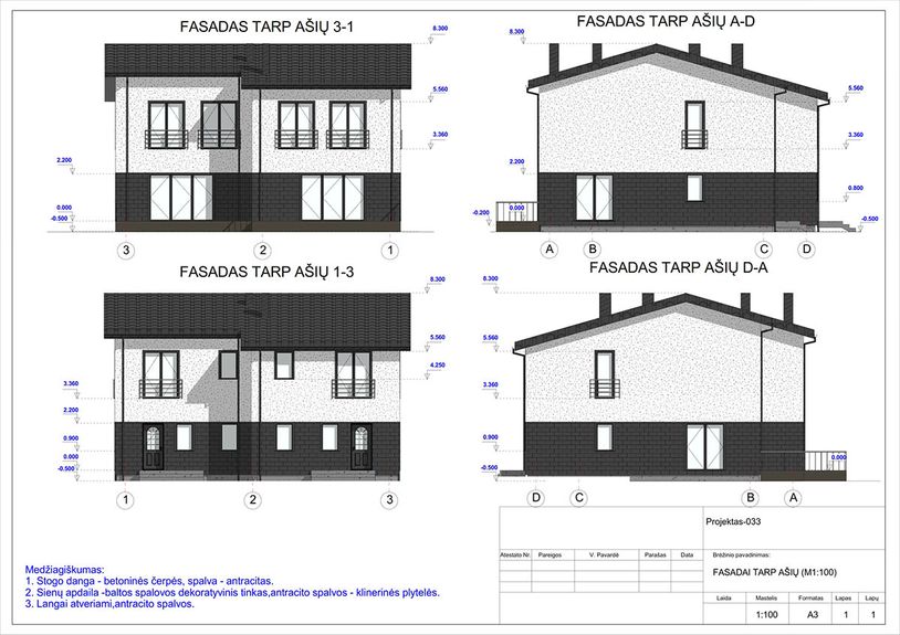 Projektų bendras plotas nuo 150 m²