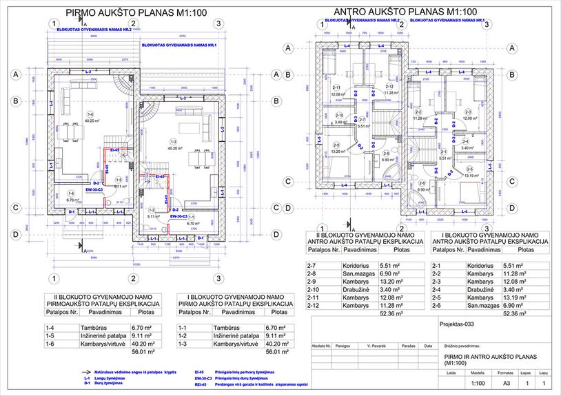 Projektų bendras plotas nuo 150 m²